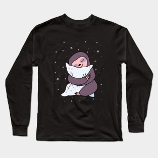 Sweet Sleepy Sloth and little pink stars Long Sleeve T-Shirt